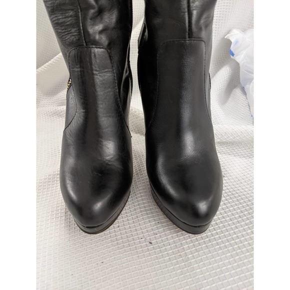 ALDO! AWESOME BAIA BLACK LEATHER ZIPPER DETAIL STILETTO BOOTS! SZ 7 - Picture 7 of 10